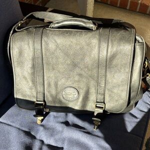 Eddie Bauer Black Leather Messenger Bag